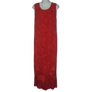 Vintage 90s Byer Studio Dress Red Floral Maxi Phoebe Buffay Grunge ALT y2k Plus
